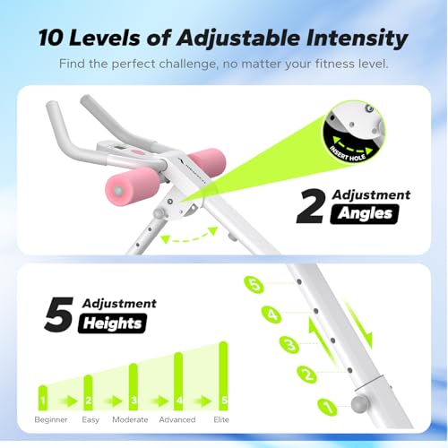 MERACH Ab Machine, Ab Workout Equipment, Adjustable Ab Trainer Machine for Abs Workout at Home Gym, Foldable, Knee Protection, Abdominal Trainer for Stomach Workout
