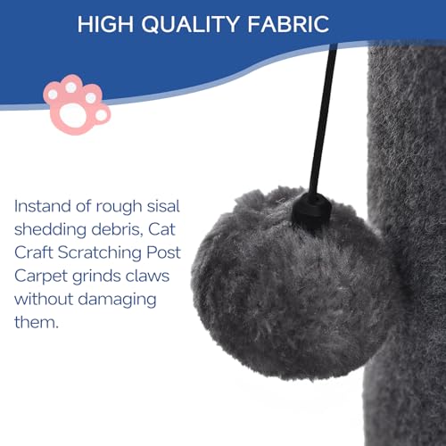 Cat Craft Cat Scratching Post Carpet Scratching Post 41" for Indoor Cats, Tall Cat Scratch Post, Carpet Cat Scratcher with Replaceable Toys, Sturdy Base, Large, Gray