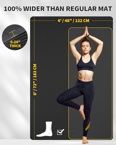 CAMBIVO Yoga Mat 72" x 48" Large Workout Mat for Home Gym Flooring | 6mm-12mm (0.24"-0.48") Extra Thick Exercise Mat for Apartment Fitness | High-Density TPE Cushioning for Joint Protection