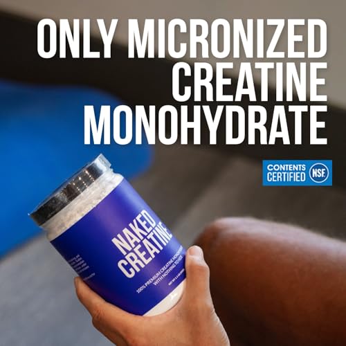 NAKED Pure Micronized Creatine Monohydrate – 200 Servings, 1,000g Bulk – NSF Certified, Vegan, Non-GMO, Gluten & Soy Free - Muscle Building, Strength Training, Gym & Fitness Supplement