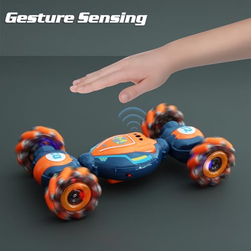 Gesture Sensing RC Stunt Car - Boys Girls Toys Age 6-8-12, 4WD Hand Controlled Remote Control Twist Car with Light & Music,Cool Birthday presents and Ideas Gifts for Kids Age 6 7 8 9 10 11 12 YearsOld