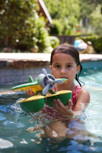 Green Toys Seaplane, Green/Yellow - Pretend Play, Motor Skills, Kids Bath Toy Floating Vehicle. No BPA, phthalates, PVC. Dishwasher Safe, Recycled Plastic, Made in USA.
