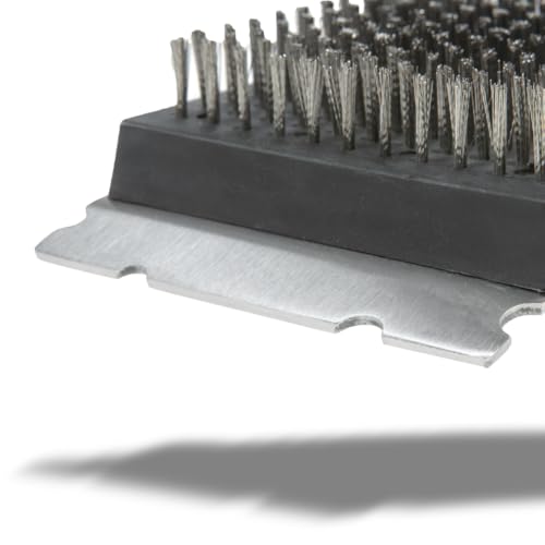 BBQ-Aid Grill Brush and Scraper for Barbecue – Grill Brush for Outdoor Grill with Extended, Large Wooden Handle and Replaceable Stainless Steel Bristles Head –No Scratch- BBQ Grill Brush for Any Grill