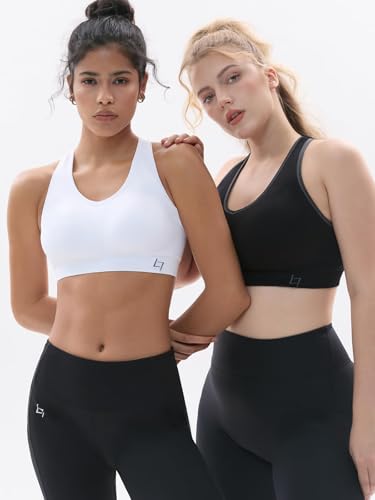 FITTIN Racerback Sports Bras for Women - Padded Comfortable Seamless Support for Yoga Workout Gym - for Plus Size Large Bust