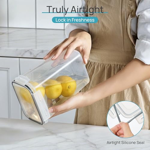 Airtight Food Storage Containers with Lids, Vtopmart 24 pcs Plastic Kitchen and Pantry Organization Canisters for Cereal, Dry Food, Flour and Sugar, BPA Free, Includes 24 Labels，Black