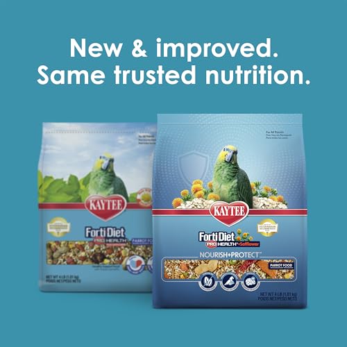 Kaytee Forti-Diet Pro Health+Safflower Nourish+Protect Parrot Food, Supports Breeding and Molting, Nutrition Backed by Science, Digestive and Brain Health, 4 pounds