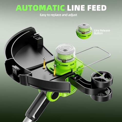 21V Weed Wacker Cordless & Lawn Edger, 9000RPM Electric Weed Eater with 2x2.0Ah Battery, 12" Auto Line Feed String Trimmer with 8 Pcs Spools, Lightweight Edger Lawn Tool for Yard, Green