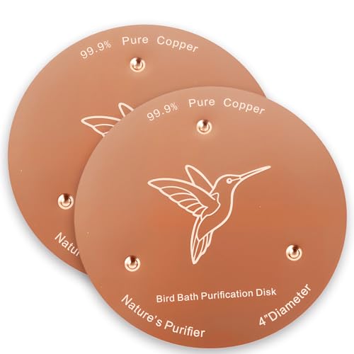 2 Pack Bird Bath Copper Discs, 99.9% Pure Copper Cleaner with Triple-Point Support, Reinforced Design for Safe Clean Water, Universal Fit for Outdoor Birdbaths and Bowls, All-Season Use