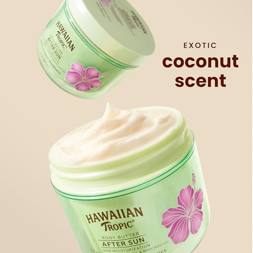 Hawaiian Tropic After Sun Body Butter with Coconut Oil, 8 oz, After Sun Lotion, Moisturizing Body Lotion, After Sun Moisturizer, Coconut Body Butter, After Sun Care, After Sun Skin Care, 8 oz