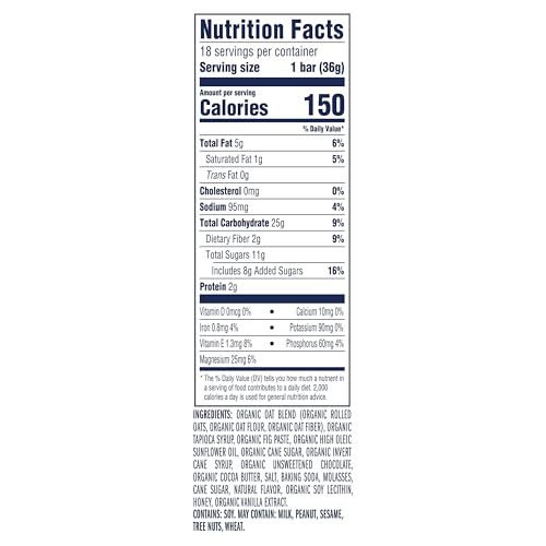 Zbar - Chocolate Chip - Soft-Baked Energy Snack Bars - Non-GMO - 12g Whole Grains - USDA Organic Granola Bars - Snacks for Kids (18 Pack)