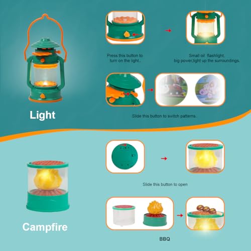 Meland Kids Camping Set with Tent - Toddler Toys for Boys with Campfire, Camping Toys for Kids Indoor Outdoor Pretend Play, Gift Idea for Boys Age 3,4,5,6 Year Old Birthday Christmas (Green)