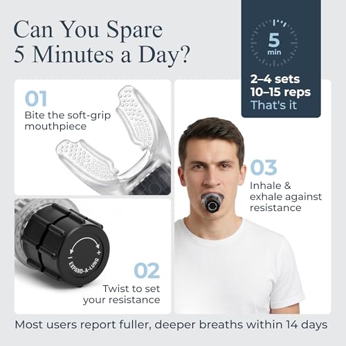 Expand-A-Lung | Breathing Exercise Fitness Trainer | Inspiratory Muscle Strength Tool | Breathe Easier with Stronger Lungs | Dual-Way Inhale-Exhale Adjustable Resistance Settings