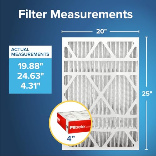 Filtrete 20x25x4 Air Filter MERV 11, MPR 1000 Micro Allergen Defense 2-Pack, Fits Honeywell & AprilAire, AC Furnace HVAC Filters for Home, Pleated Electrostatic (Actual Size 19.88 x 24.63 x 4.31 in)