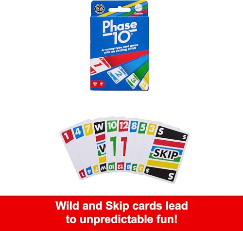 Mattel Games Phase 10 Card Game with 108 Cards, Makes a Great Gift for Kids, Family or Adult Game Night, Ages 7 Years and Older ( Exclusive)