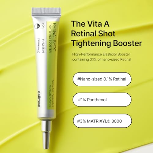 celimax The Vita A Retinal Shot Tightening Booster | 0.1% Retinal, 3% Matryxyl, High-Strength Retinoid for Anti-Aging, Pore Minimizer, Wrinkles & Fine Lines, Firmer Skin, 15ml, Mothers Day Gift