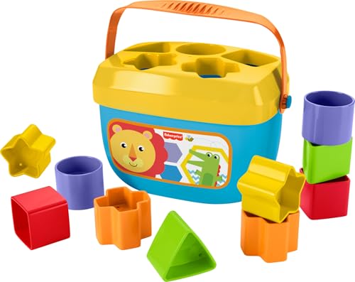 Fisher-Price Baby’s First Blocks & Rock-a-Stack Toy Set, Bucket of 10 Shapes & Ring Stacking Activity for Developmental Play Ages 6+ Months ( Exclusive)