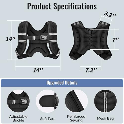 Zeerun Weighted Vest for Women & Men with Reflective Stripe and Adjustable Buckle, Comfortable & Durable Rucking Vest for Walking, Running & Strength Training