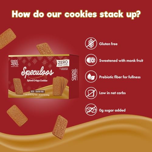 ChocZero Speculoos Cookies, Gluten Free, No Added Sugar, Spiced Windmill Keto Cookie, 30 Cookies Per Box, 9 Ounce (Pack of 1)
