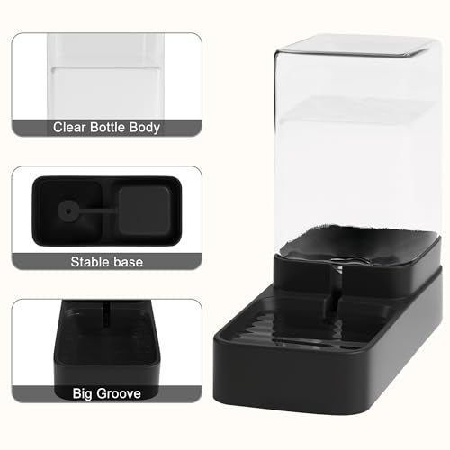 Automatic Cat Feeder and Water Dispenser in Set with Pet Food Bowl,Gravity Dog Waterer and Food Feeder for Small Medium Dog Cat Puppy Kitten Large Capacity(3.3L,Black)