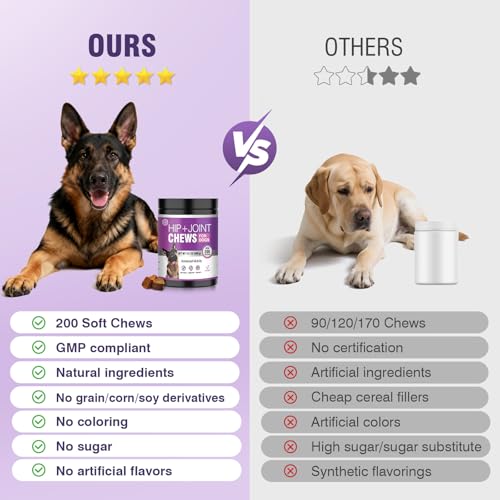 Glucosamine for Dogs 200pcs Joint Support Supplement Dog Hip and Joint Chondroitin Chews Treats with MSM Dog Joint Pain Relief Mobility Supplements Chicken Flavor Fit All Large Small Medium Breed