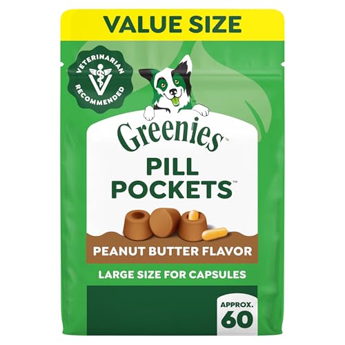 Greenies Pill Pockets for Dogs Large Size, Dog Treat Pouch for Capsule Medication, Peanut Butter Flavor, 15.8 oz. Pouch