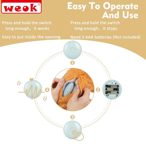 WEOK Heartbeat Puppy Toy, Comfort Cuddler Pillow, Dog Anxiety Relief Calming Aid,Heartbeat Stuffed Toy for Dogs,Puppy Heartbeat Toy Sleep Aid,Dog Heartbeat Toy for Pet