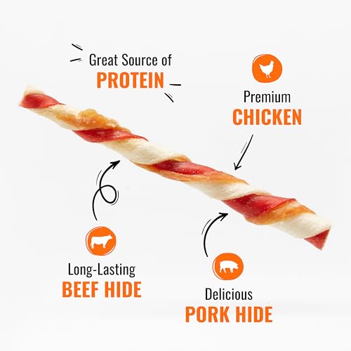 Good ‘n’ Fun Triple Flavor Twists for All Dogs, Treat Your Dog to Long-Lasting Chews Made with Beef Hide, Pork Hide and Chicken, 70 Count