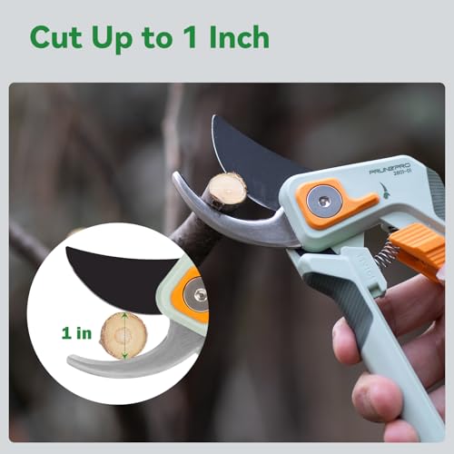 PrunePro Pruning Shears for Gardening Professional Bypass Hand Pruner Up to 1 Inch Cut Capacity Sharp Stainless Steel Blade Garden Scissors Plant Flower Garden Clipper 1 Pack