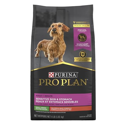 Purina Pro Plan Sensitive Skin and Stomach Dog Food Small Breed, Adult Salmon & Rice Formula - 4 lb. Bag