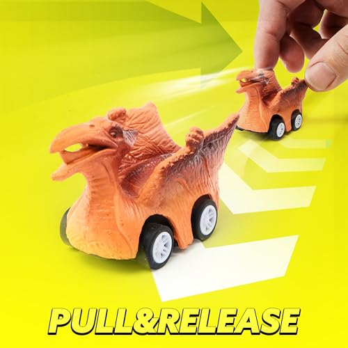 JOYIN 13 in 1 Dinosaur Toys for Kids 3-5, Transport Dinosaur Carrier Truck with 12 Pull Back Cars, Toddler Toys 3-4， Birthday Gifts for 3 4 5+ Year Old Boys