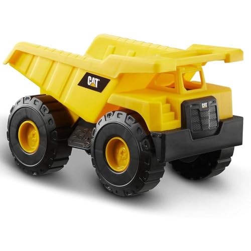 CAT Construction Toys, Construction Fleet 10" Dump Truck Toy - Heavy‑Duty Plastic, Working Tilting Bed & Free‑Rolling Wheels, Indoor/Outdoor Sandbox Truck for Toddlers & Kids Ages 2-6