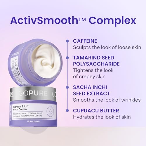 goPure Tighten & Lift Neck & Chest Moisturizer Cream for Visibly Firming, Tightening and Lifting Wrinkles & Crepey Skin, 1.7oz