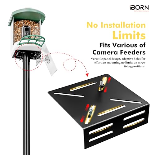 iBorn Camera Bird Feeder Pole 3in1 Compatible Bird Feeder Poles for Outdoors Heavy Duty,63inch Adjustable Height Bird House Pole Mount Kit Bracket Universal for Smart Feeder/Birdhouse