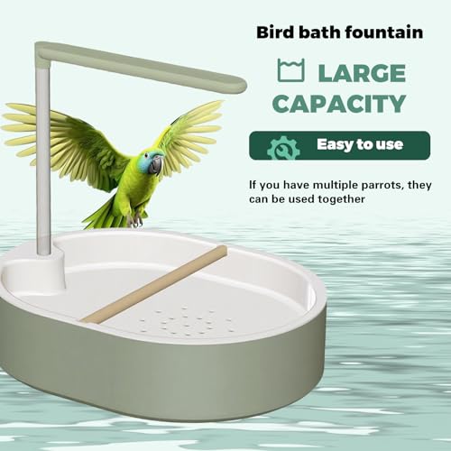 Parrot Bathtub Bird Automatic Bath Shower,Large Bird Shower Fountain Indoor Bathtub with Running Water, Contains USB and Pump,for Pet Birds, African Grey, Cockatiel, Conure, Budgie, Lovebird(Fashion)