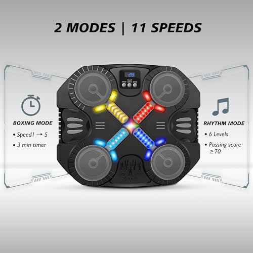 Music Boxing Machine Sport Toys for Kids and Adults,Wall Mounted Bluetooth Smart Punching Target,Training Pad Toy with Boxing Glove,Ideas Toys for Boys Girls Kids 3 4 5 6 7 8 9 10 11 12+ Years Old