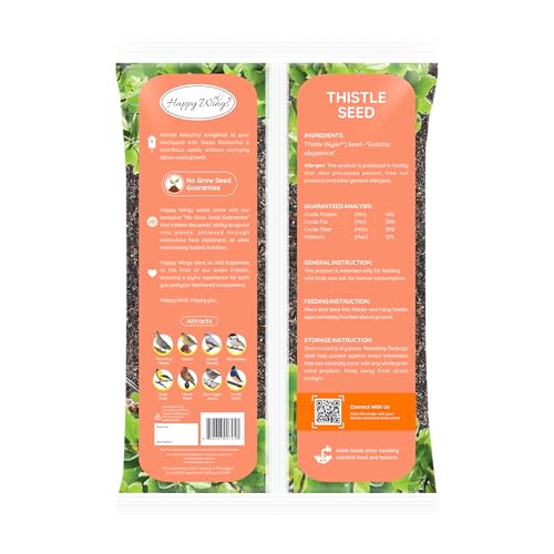 Happy Wings Nyjer/Thistle Seeds with Empty Sock for Wild Bird Food - 5 Pounds I No Grow Seed