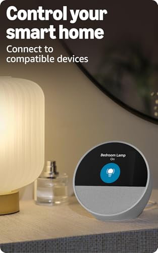 Echo Spot (newest model), Great for nightstands, offices and kitchens, Smart alarm clock, Designed for Alexa+, Black