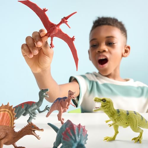 JOYIN Dinosaur Toys with Activity Play Mat & Storage Cage, 17 PCS Realistic Dinosaur Figures & Trees for Toddlers Kids Ages 3-5, Ideal for Boys and Girls Gift