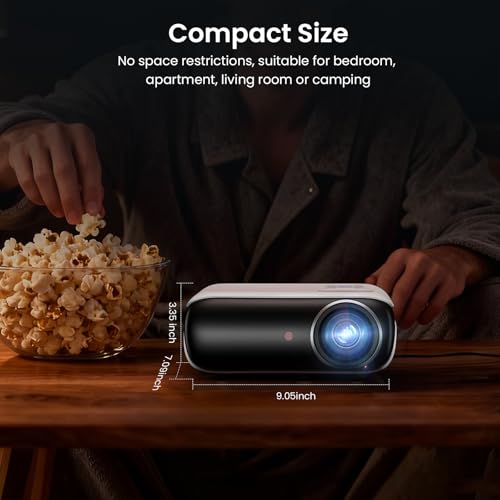 HAPPRUN Native 1080P Projector, Bluetooth Home Theater Movie Projector with Built-in Speaker, Compatible with Smartphone, HDMI, Fire Stick, PS5, Indoor & Outdoor Use - Without Google TV System