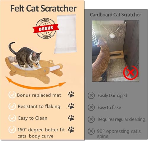 Cat Scratch Pad with Replacement Scratching Felt, Large Cat Scratcher Bed Hammock Lounge for Scratching Pad, Protects Furniture, Kittens Gifts
