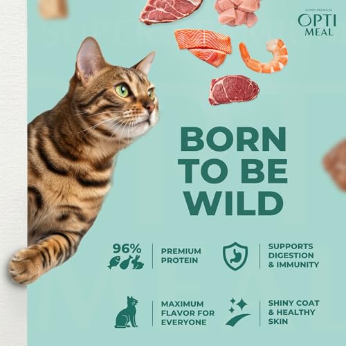 Optimeal Wet Cat Food Variety Pack - Grain Free Tender Morsels, High Protein Premium Nutrition Made with Natural European Ingredients in Savory Gravy, Adult Cat Food Wet Pouches 3oz Pouch (Pack of 12)