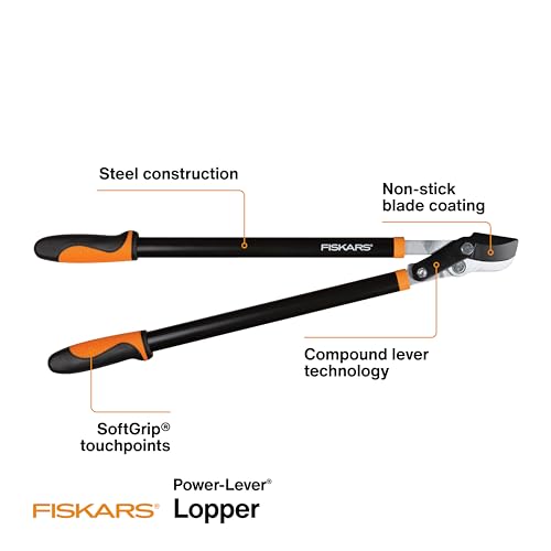 Fiskars 28-Inch Power-Lever Garden Bypass Lopper and Tree Trimmer, Sharp Precision-Ground Steel Blade for Cutting Branches up to 1.75-Inch Diameter