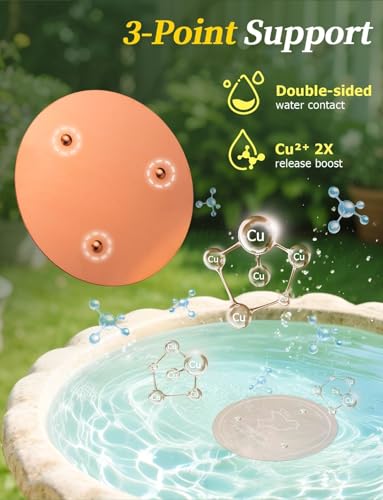 Mellbree Bird Bath Copper Disk, 0.6mm Reinforced 99.99% Pure Copper Cleaning Disk for Physical Safe Clean Water All-Season, Universal Fit for Outdoor Birdbaths, Bowl, Bird Bath Solar