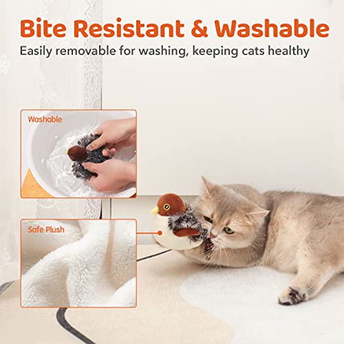 Potaroma Cat Toys Rechargeable Flapping Bird Sparrow, Lifelike Chirp Tweet, Touch Activated Kitten Toy Interactive Cat Exercise Toys for All Breeds Cat Kicker Catnip Toys 4.0 Inches
