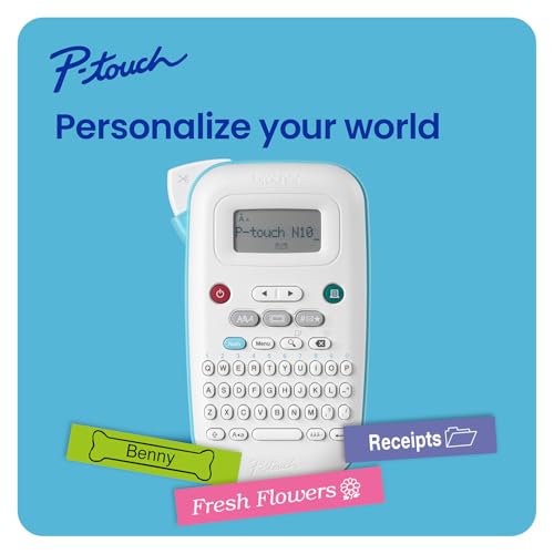 Brother P-Touch PT-N10 Personal Handheld Label Maker, Portable and Prints, P-Touch Btag ~½” (12mm) Wide Color Personalized Label Tapes,