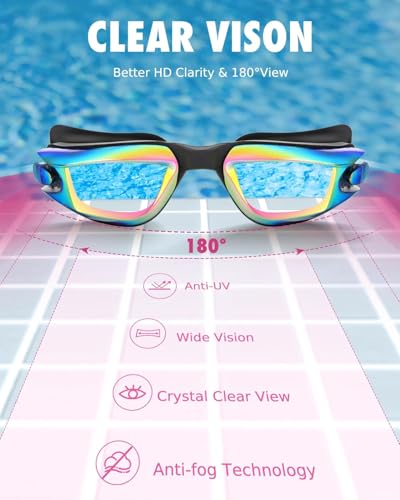 Aegend Swim Goggles for Kids Youth 3-14 Anti-Fog Anti-UV Comfort Fit Goggles for Swimming