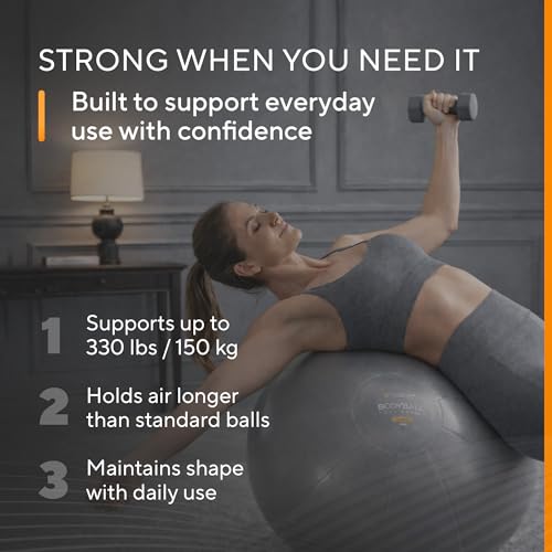 MANTRA SPORTS Exercise Ball – Yoga Ball for Pilates & Fitness - Birthing for Pregnancy, Stability, Core, Balance, Therapy for Physical Rehab, Workout for Home Gym & Office Chair, Fast Pump Included
