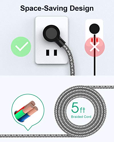 2 Pack Surge Protector Power Strip with 6 Outlets 4 USB Ports 5-Foot Long Heavy-Duty Braided Extension Cords Flat Plug 900 Joules 15A Circuit Breaker Wall Mount for Home Office ETL Listed