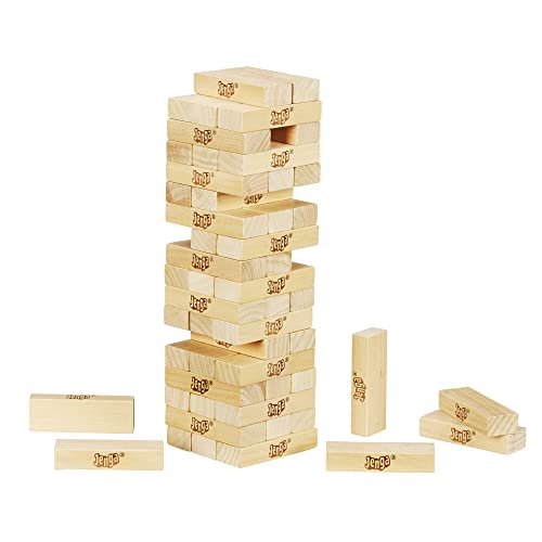 Hasbro Gaming Jenga Wooden Blocks Stacking Tumbling Tower Game | Party Games for Kids & Families | Stocking Stuffers | Ages 6+ ( Exclusive)