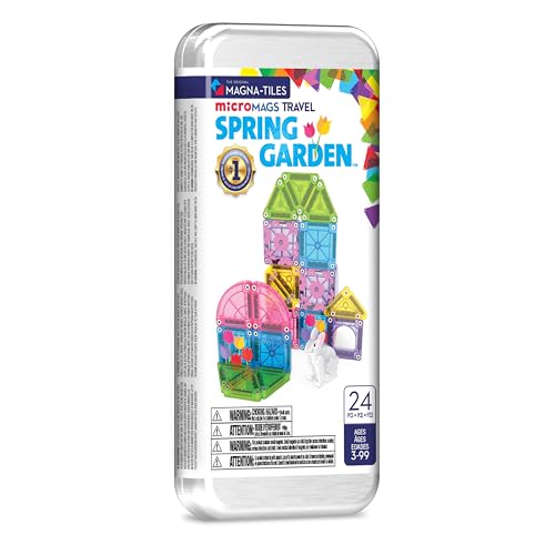 MAGNA-TILES microMAGS 24-Piece Spring Garden Travel Set, The Original Magnetic Building Brand